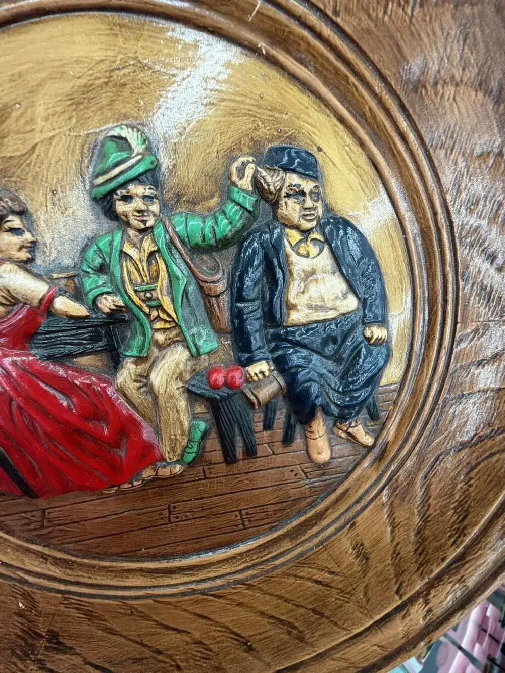 Vintage Musterschutz Johann Maresch Terracotta 3D Wall Plaque Interior Scene